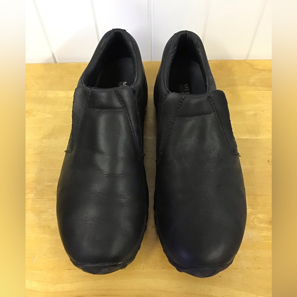 Merrill Black Leather Slip On Leather Moccasins size 8